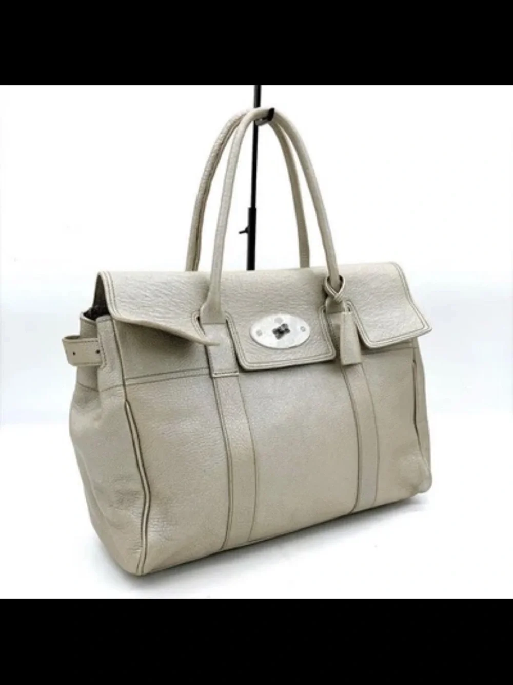 Mulberry Cream Pebbled Leather Top-Handle Satchel